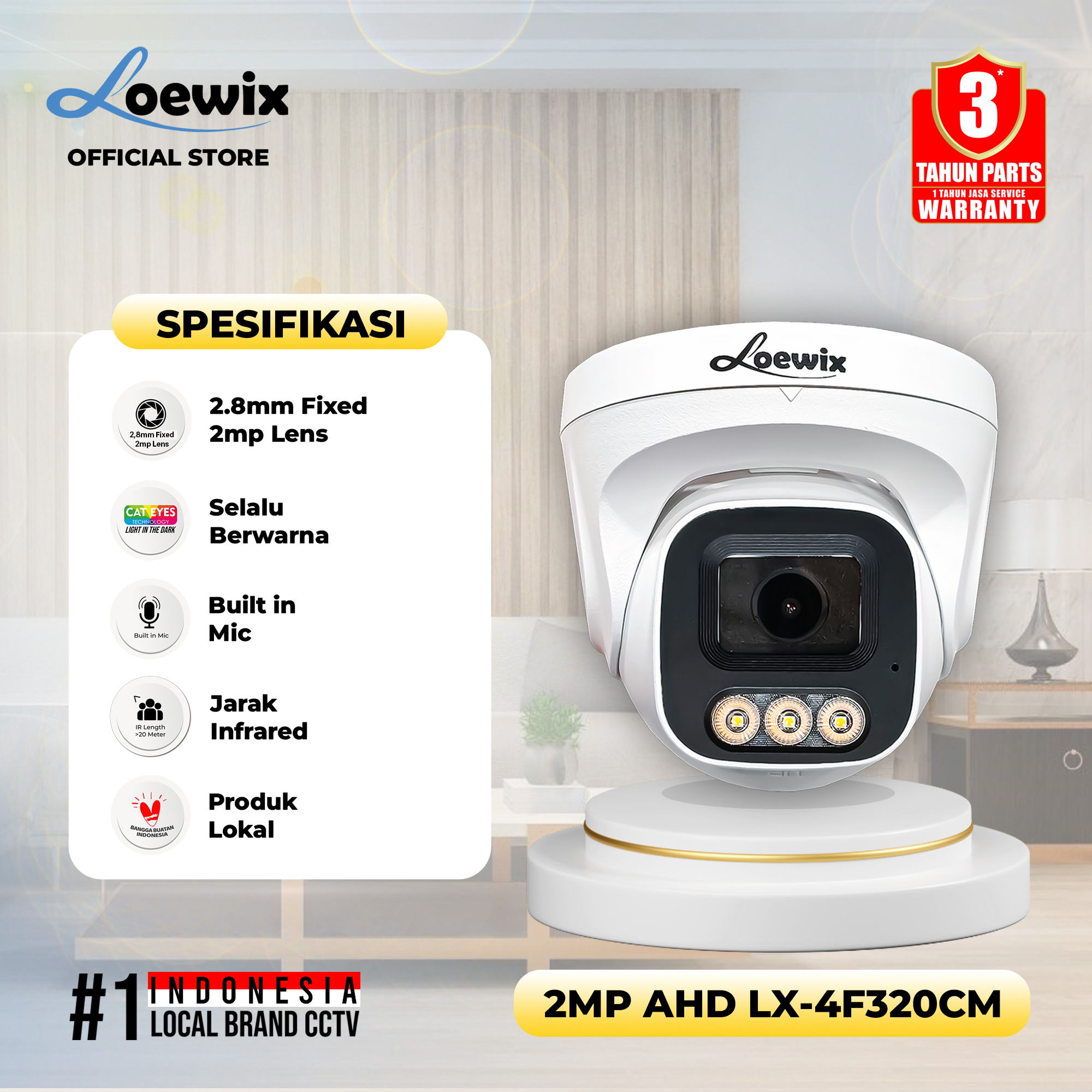 ANALOG INDOOR CAMERA 2MP LOEWIX FULL COLOUR AUDIO