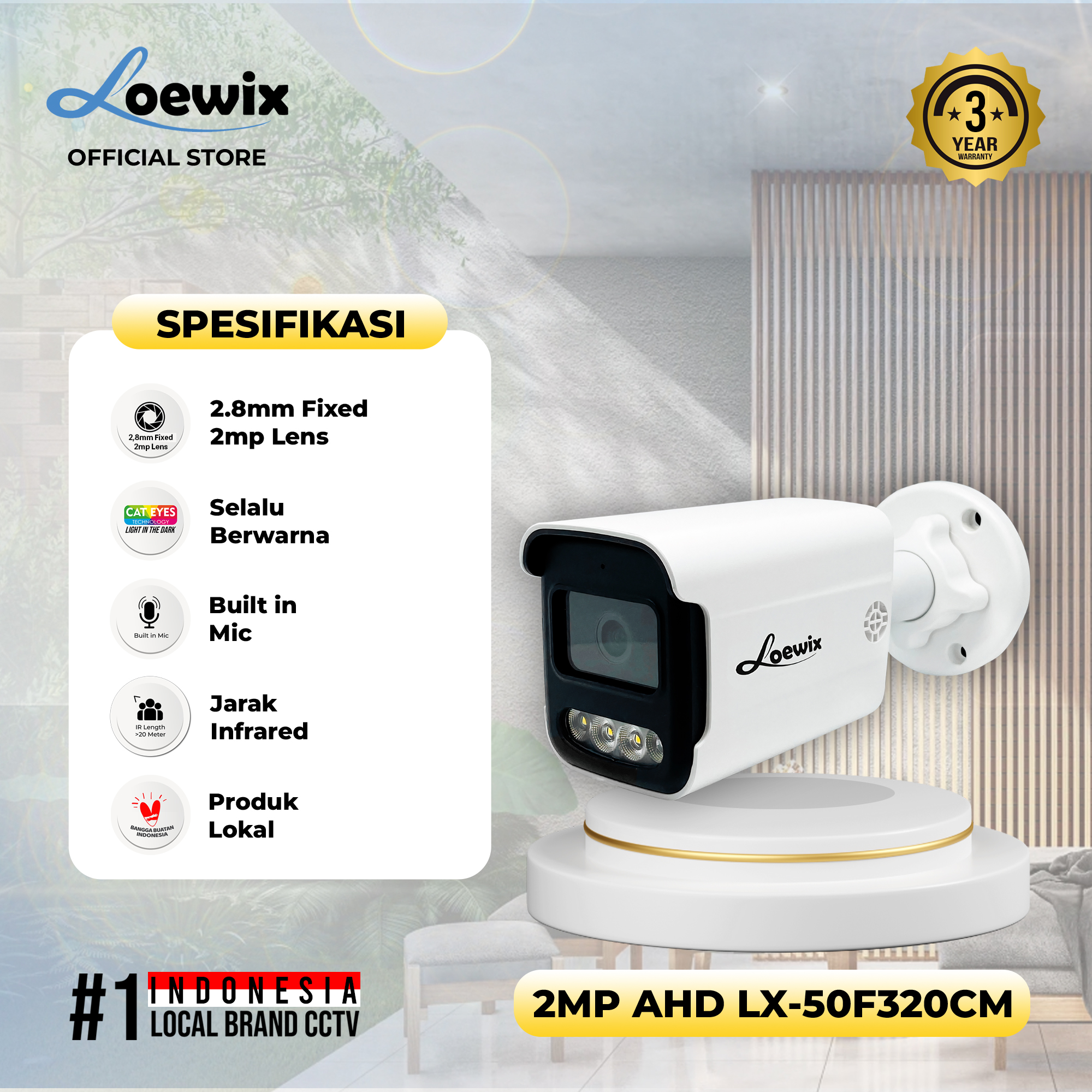 ANALOG OUTDOOR CAMERA 2MP LOEWIX FULL COLOUR AUDIO