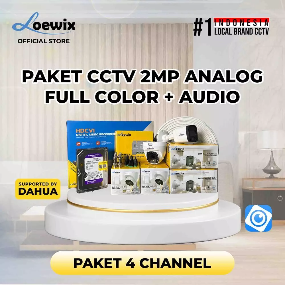 PAKET 4 ANALOG CAMERA 2MP LOEWIX FULL COLOUR